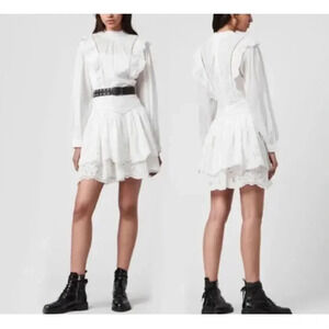 Allsaints Aislyn Broiderie Eyelet White Dress Trendy Size 00